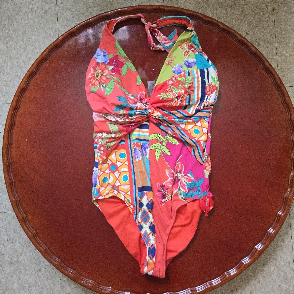 Johnny Was Color Twist Multi One Piece Swimsuit Size Small Women's NWT